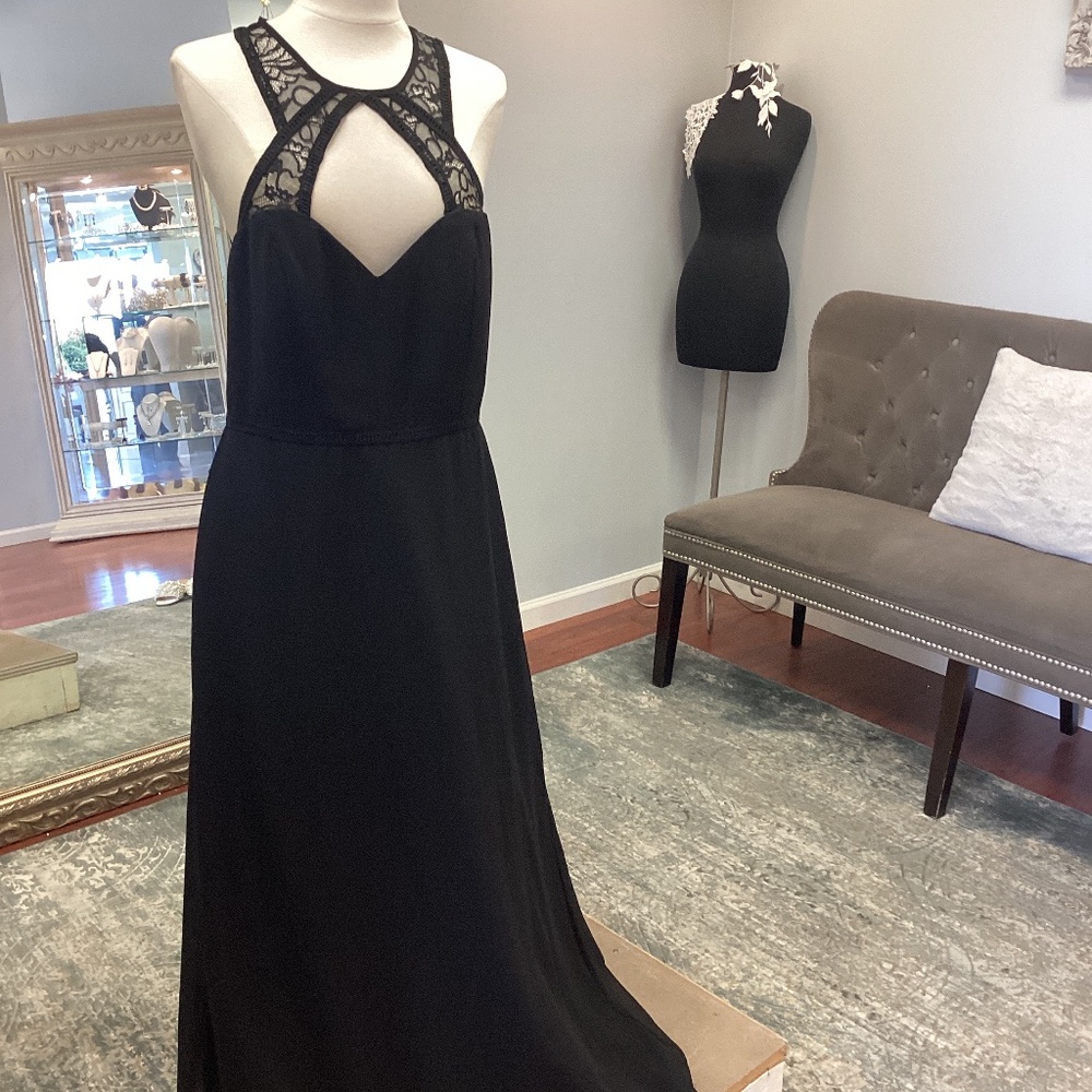 Size 12, Hayley Paige Classic Black Formal Dress